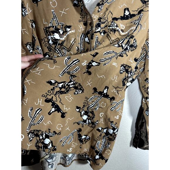 WRANGLER X LEON BRIDGES WOMEN'S WESTERN SHIRT IN BROWN MULTI Extra Large - Picture 6 of 7